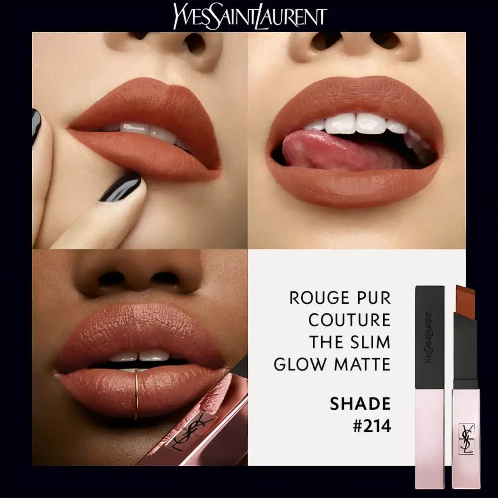 Rouge Pur Couture The Slim Glow Matte - 214 Illicit Orange - Barra de Labios - Barra de labios