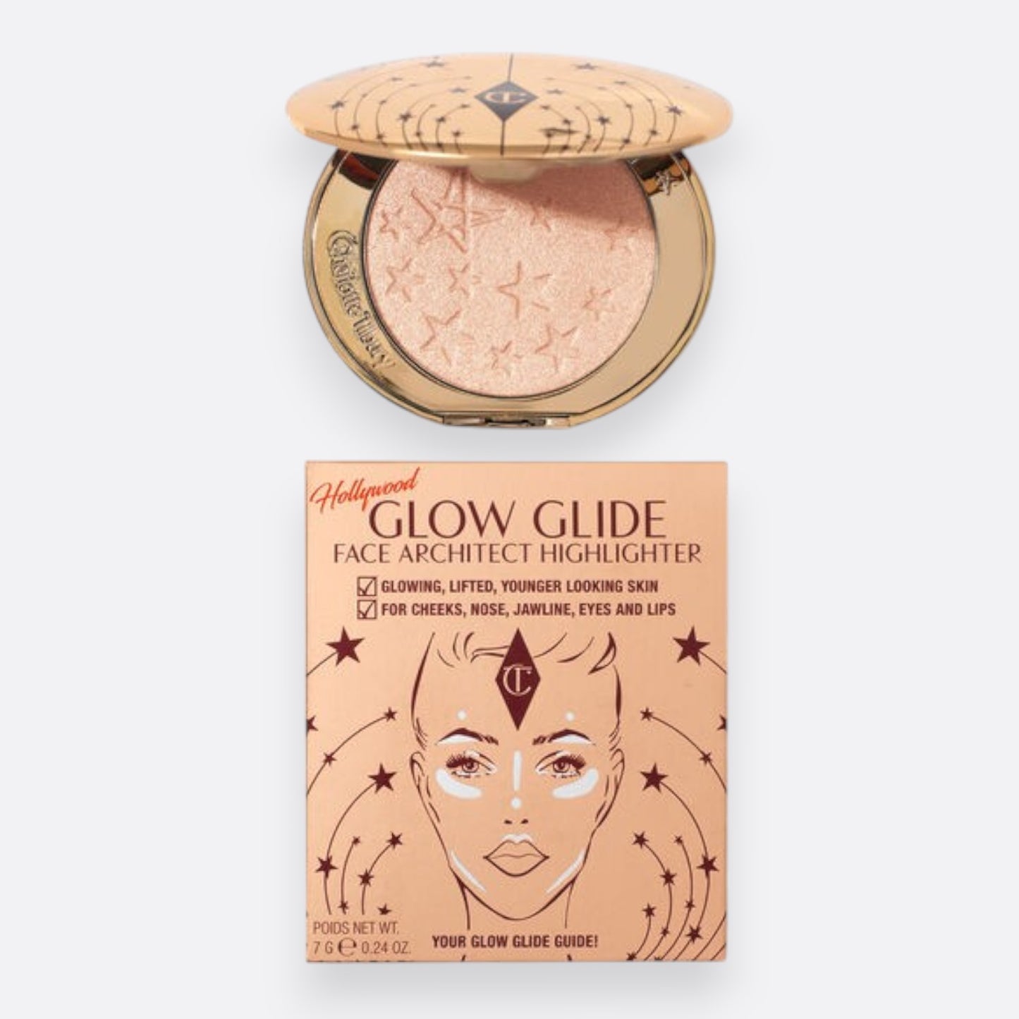 Charlotte Tilbury Hollywood Glow Glide Face Architect Highlighter – Pillow Talk Glow