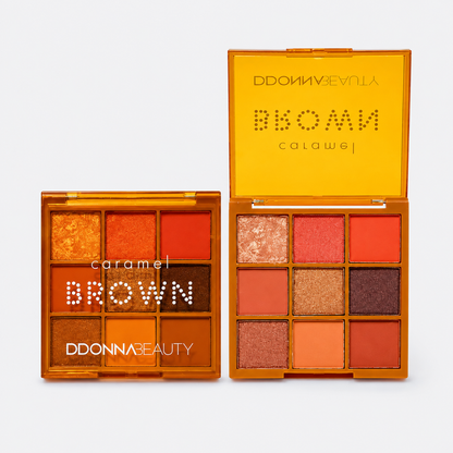 Paleta de 9 Sombras de Ojos Caramel Brown Ddonna - Ojos Ahumados, Naturales y Glamorosos