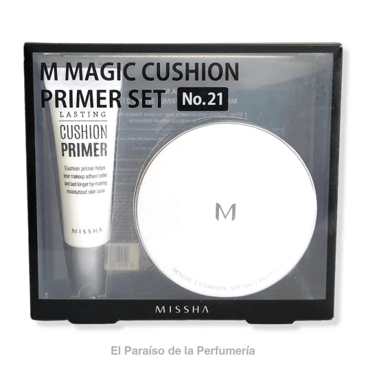 M Magic Cushion Set Nº 21: Base de Maquillaje y Primer - Cobertura Perfecta y Duradera - base de maquillaje
