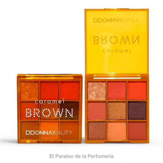 Paleta de 9 Sombras de Ojos Caramel Brown Ddonna - Ojos Ahumados Naturales y Glamorosos - Sombra de ojos