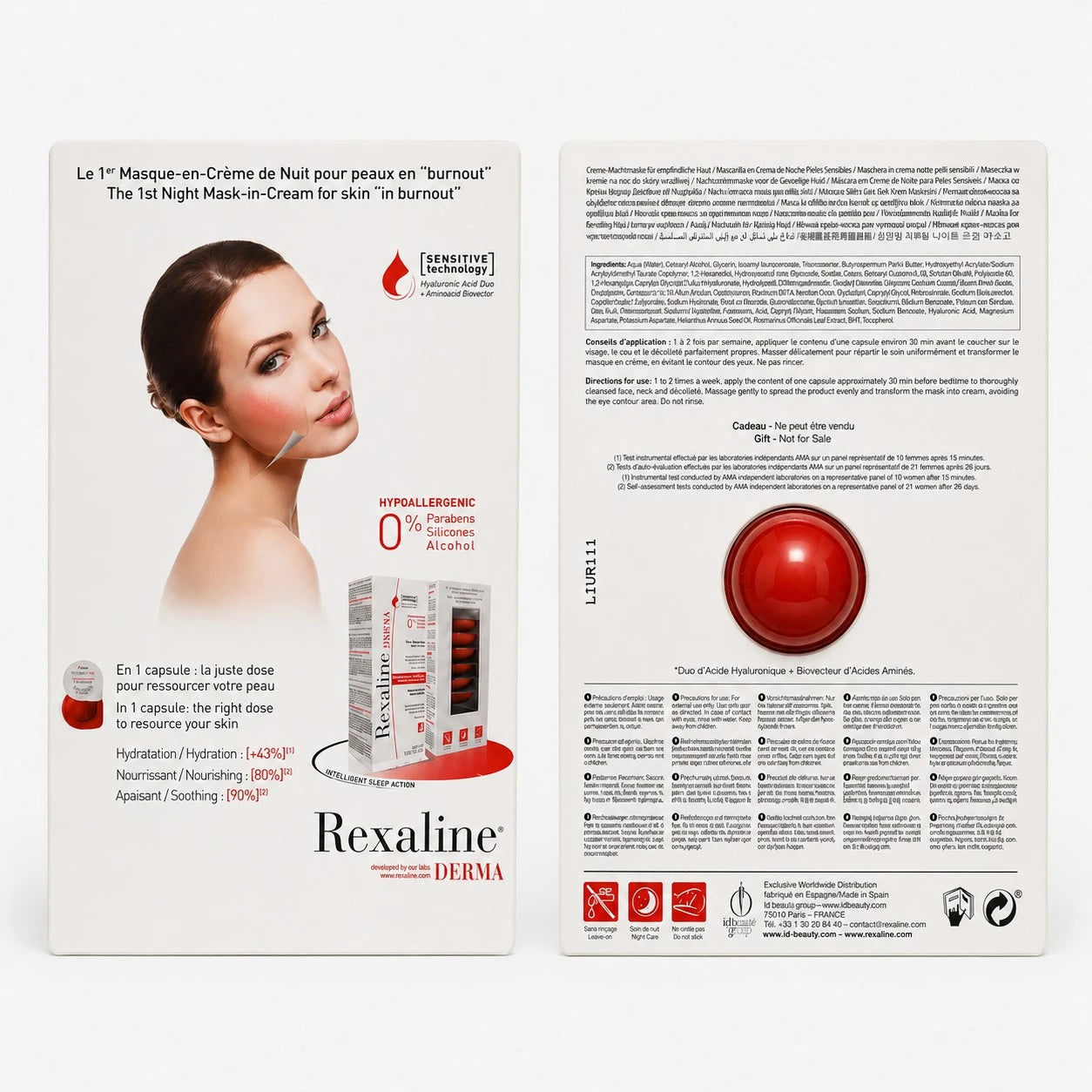 REXALINE Derma Masque en Creme de Nuit 1 Cápsula